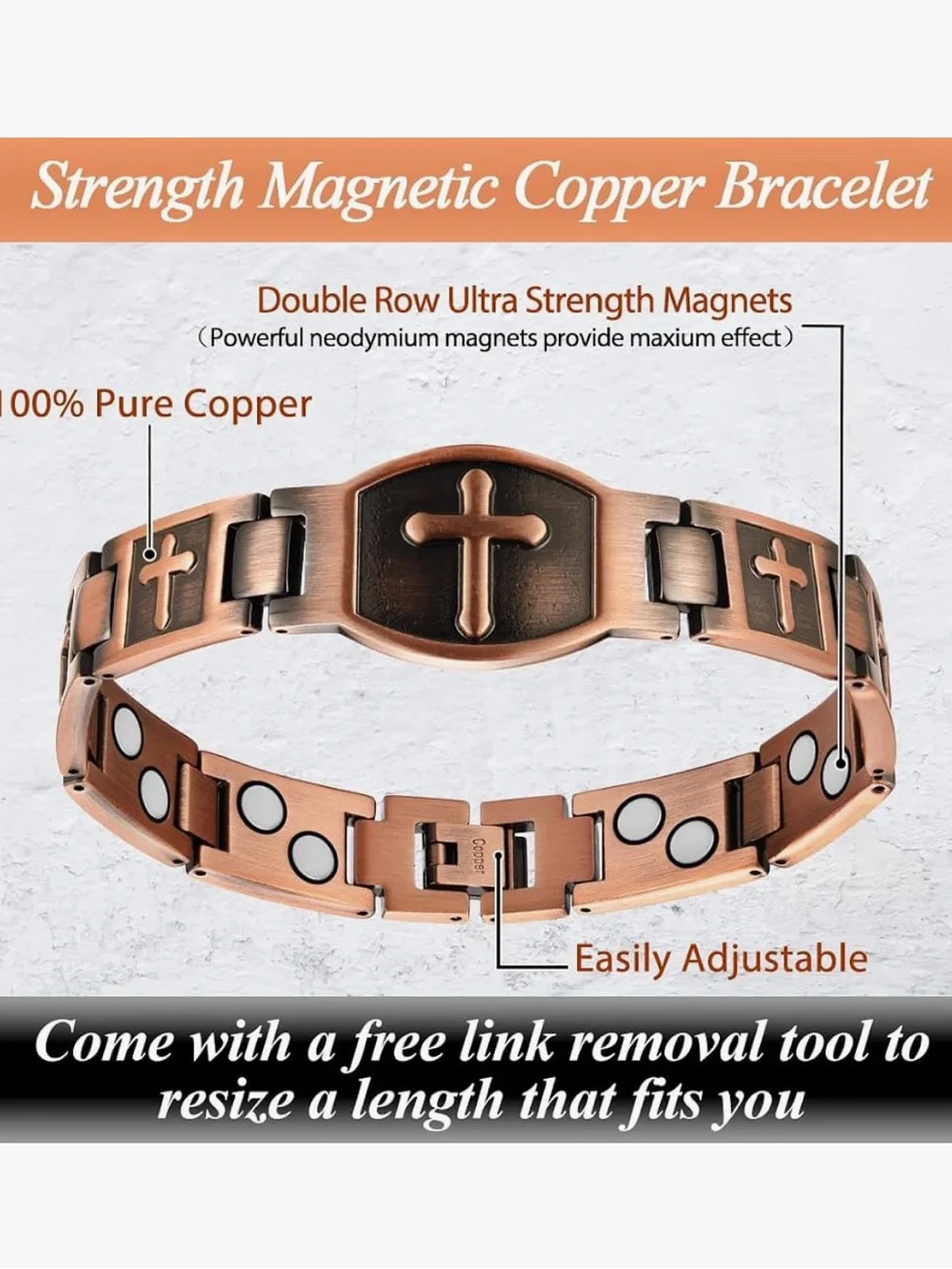 Copper Magnetic Therapy Bracelet and Ring Set